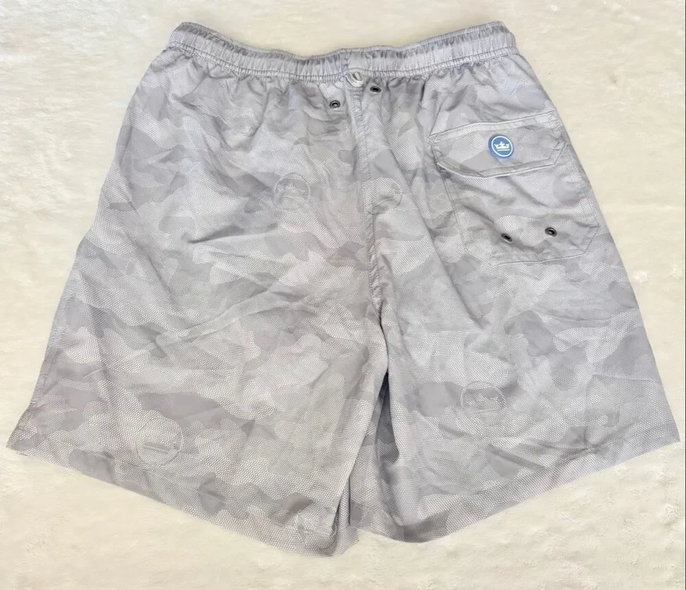 Peter Millar Men’s S Gray Camo Swim Trunks Board Shorts Crown Logo